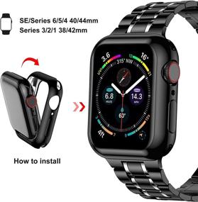 img 3 attached to Ремешок Suplink из нержавеющей стали для Apple Watch 38мм 40мм 42мм 44мм для женщин и мужчин - металлический браслет для iWatch Series 6 5 4 3 2 1 SE (черный/серебро, 38/40мм)