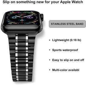 img 1 attached to Ремешок Suplink из нержавеющей стали для Apple Watch 38мм 40мм 42мм 44мм для женщин и мужчин - металлический браслет для iWatch Series 6 5 4 3 2 1 SE (черный/серебро, 38/40мм)