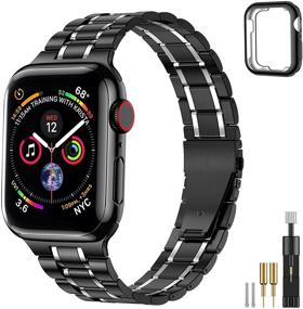 img 4 attached to Ремешок Suplink из нержавеющей стали для Apple Watch 38мм 40мм 42мм 44мм для женщин и мужчин - металлический браслет для iWatch Series 6 5 4 3 2 1 SE (черный/серебро, 38/40мм)