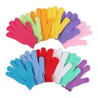 🧤 set of 12 double sided exfoliating gloves for body scrubbing and dead skin cell removal in 12 vibrant colors - ideal bath mitts for shower, body spa massage logo