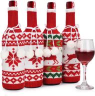 🎄 set of 4 handmade christmas wine bottle covers | reusable sweater wine bottle bags for christmas decor, gifting, wedding, birthday, travel, and holiday parties logo