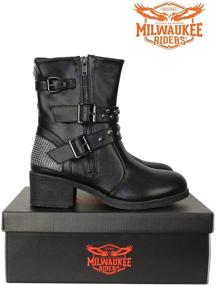 img 4 attached to 👢 Stylish and Sturdy: Milwaukee Riders Women's Zippered Two Buckles Studded Harley Boots for Motorcycle Riders