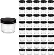 🍯 set of 40 small mason jars wide mouth with black lids - 4oz glass jars for honey, jam, jelly, baby foods, wedding favor, shower favors, spice jars - ideal for kitchen & home use logo