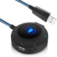 🔊 enhance your gaming and audio experience with megadream external usb stereo sound card hub - blue logo