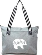 👜 seo-optimized: mama bear cute zippered canvas tote bag with pockets for women - ideal gifts for mom logo