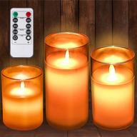 🕯️ enhance your home decor with tufusiur gold glass effect led flameless candles - battery operated, flickering, and remote timer included for convenient use | perfect for halloween and christmas party decorations on shelves and more logo