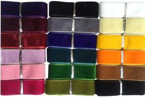 img 3 attached to Chenkou Craft 20 Yards 1-Inch Velvet Ribbon Assorted Bulk 25mm Width in 20 Vibrant Colors