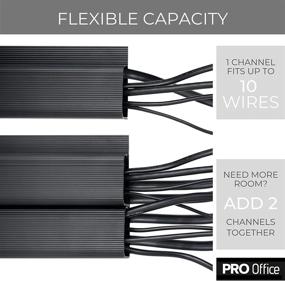 img 2 attached to 🔌 Cable Management ProOffice 96in J Channel Cable Raceways - No Drill Black Computer Cord Organizer - Under Desk Wire Management with Adhesive