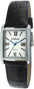 img 4 attached to 👸 Elegant Peugeot Women's Silver-Tone Tank Shape Leather Dress Watch: Roman Numerals and Sophisticated Design