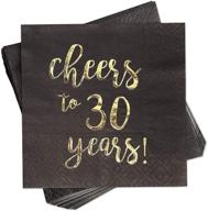 🎉 30th anniversary black cocktail paper napkins – gold foil cheers (5 x 5 in, pack of 50) logo