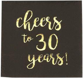 img 1 attached to 🎉 30th Anniversary Black Cocktail Paper Napkins – Gold Foil Cheers (5 x 5 In, Pack of 50)