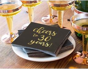 img 3 attached to 🎉 30th Anniversary Black Cocktail Paper Napkins – Gold Foil Cheers (5 x 5 In, Pack of 50)