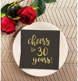 img 2 attached to 🎉 30th Anniversary Black Cocktail Paper Napkins – Gold Foil Cheers (5 x 5 In, Pack of 50)