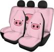 tobiunik car seat covers for women 4 pieces accessories front and rear split bench protection interior protective cover for car van truck suv cute pig pattern pink logo