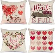 ❤️ romantic valentine's day pillow covers - set of 4, 18x18 inch, heart tree and love bicycle design, decorative cushion cases for valentine decor - aeney a288 логотип