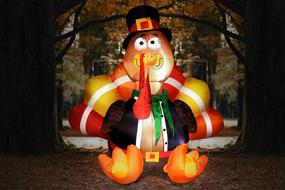 img 2 attached to 6-Foot Thanksgiving Inflatable Turkey by Joiedomi; LED Light Up Blow Up Turkey with Pilgrim Hat | Ideal for Autumn Decor, Inflatable Thanksgiving Decorations