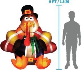 img 1 attached to 6-Foot Thanksgiving Inflatable Turkey by Joiedomi; LED Light Up Blow Up Turkey with Pilgrim Hat | Ideal for Autumn Decor, Inflatable Thanksgiving Decorations