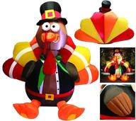 6-foot thanksgiving inflatable turkey by joiedomi; led light up blow up turkey with pilgrim hat | ideal for autumn decor, inflatable thanksgiving decorations logo