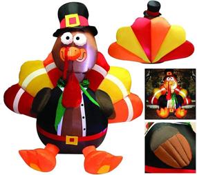 img 4 attached to 6-Foot Thanksgiving Inflatable Turkey by Joiedomi; LED Light Up Blow Up Turkey with Pilgrim Hat | Ideal for Autumn Decor, Inflatable Thanksgiving Decorations