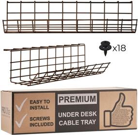 img 4 attached to 🔌 Scandinavian Brown Under Desk Cable Management Trays - Set of 2X 17in - Efficient Wire Organizers for Home and Office with Screws and Cable Straps