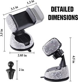 img 2 attached to Amiss Universal Bling Cell Phone Holder with 360°Adjustable Car Phone Mount, Additional Air Vent Base, Crystal Car Interior Decoration – Ideal for Windshield, Dashboard, and Air Vent (White)