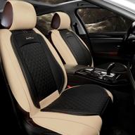 🚗 upgrade your car's style with giant panda luxury leather front seat covers - beige/black (1 pair) logo