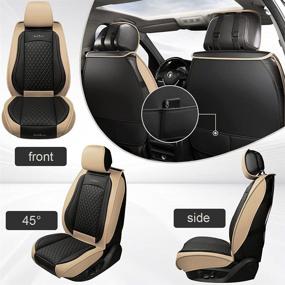 img 3 attached to 🚗 Upgrade Your Car's Style with GIANT PANDA Luxury Leather Front Seat Covers - Beige/Black (1 Pair)