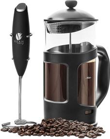 img 4 attached to ☕️ Bean Envy French Press Coffee Maker and Milk Frother Set - Premium 34 oz Glass Carafe Coffee Press with Milk Frother & Stainless Steel Stand - Perfect Duo for a Rich and Creamy Coffee Experience