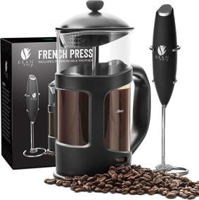 img 3 attached to ☕️ Bean Envy French Press Coffee Maker and Milk Frother Set - Premium 34 oz Glass Carafe Coffee Press with Milk Frother & Stainless Steel Stand - Perfect Duo for a Rich and Creamy Coffee Experience