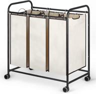 heavy duty rolling laundry sorter cart - mobile clothes storage organizer with 3 bags, black logo