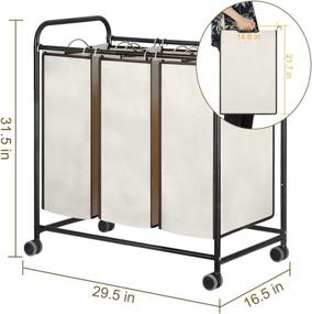 img 3 attached to Heavy Duty Rolling Laundry Sorter Cart - Mobile Clothes Storage Organizer with 3 Bags, Black