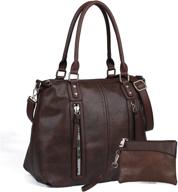 👜 stylish and spacious top handle satchel bags: women's large leather tote with crossbody option, multiple pockets logo