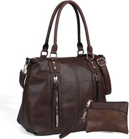 img 4 attached to 👜 Stylish and Spacious Top Handle Satchel Bags: Women's Large Leather Tote with Crossbody Option, Multiple Pockets