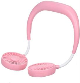 img 3 attached to 🌀 Portable Hands-Free Neckband Fan - Rechargeable, Long Battery Life, Powerful Airflow, 3 Speeds - Perfect for Travel, Camping, Office - USB Rechargeable (Pink)