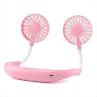 🌀 portable hands-free neckband fan - rechargeable, long battery life, powerful airflow, 3 speeds - perfect for travel, camping, office - usb rechargeable (pink) logo