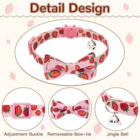 img 2 attached to 🐱 EXPAWLORER Cat Collar with Bells - Bowtie Fruit Style Safe Breakaway Cat Collars Set Strawberry & Avocado Pattern Kitten Collar, 2 Pack" - "EXPAWLORER Strawberry & Avocado Bowtie Cat Collar Set with Bells - Fruit Pattern, Safe Breakaway Kitten Collars, 2 Pack