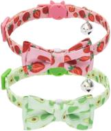 🐱 expawlorer cat collar with bells - bowtie fruit style safe breakaway cat collars set strawberry & avocado pattern kitten collar, 2 pack" - "expawlorer strawberry & avocado bowtie cat collar set with bells - fruit pattern, safe breakaway kitten collars, 2 pack logo