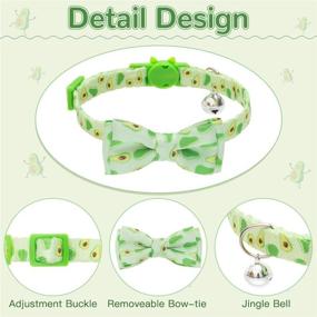 img 1 attached to 🐱 EXPAWLORER Cat Collar with Bells - Bowtie Fruit Style Safe Breakaway Cat Collars Set Strawberry & Avocado Pattern Kitten Collar, 2 Pack" - "EXPAWLORER Strawberry & Avocado Bowtie Cat Collar Set with Bells - Fruit Pattern, Safe Breakaway Kitten Collars, 2 Pack