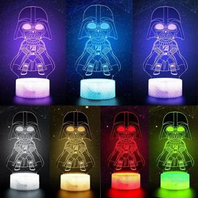 img 2 attached to 🌟 Kids LED Desk Lamp with 3D Illusion Night Light, 3 Patterns & 16 Color Change Decor Nightlight, Baby Yoda/Darth Vader/Stormtrooper Toys - Perfect Gifts for Star Wars Fans and Children