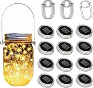 🔆 upgraded solar mason jar lights lids - ostritec 2021 12 pack, 30 led fairy lights for outdoor hanging mason jar solar lights with 12 hangers (jars not included) - ideal for patio, garden, table decor - warm white logo