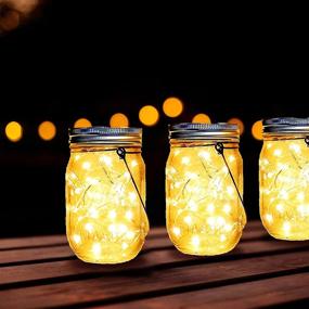 img 2 attached to 🔆 Upgraded Solar Mason Jar Lights Lids - Ostritec 2021 12 Pack, 30 LED Fairy Lights for Outdoor Hanging Mason Jar Solar Lights with 12 Hangers (Jars Not Included) - Ideal for Patio, Garden, Table Decor - Warm White