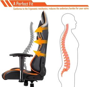 img 2 attached to 🧡 Acethrone Gaming Chair - Racing Style High Back PU Leather Computer Desk Chair with Headrest and Lumbar Support, Adjustable Armrest, 360° Swivel - Executive Ergonomic Office Chair in Orange