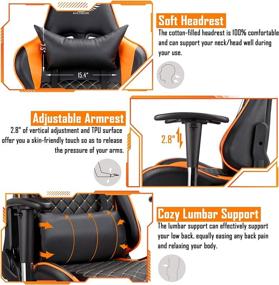 img 1 attached to 🧡 Acethrone Gaming Chair - Racing Style High Back PU Leather Computer Desk Chair with Headrest and Lumbar Support, Adjustable Armrest, 360° Swivel - Executive Ergonomic Office Chair in Orange