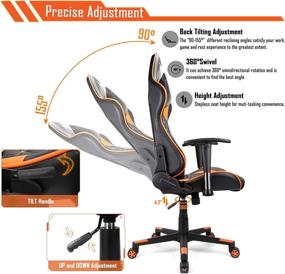 img 3 attached to 🧡 Acethrone Gaming Chair - Racing Style High Back PU Leather Computer Desk Chair with Headrest and Lumbar Support, Adjustable Armrest, 360° Swivel - Executive Ergonomic Office Chair in Orange