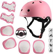 fessky kids bike helmet pad set - protective gear for toddler helmet, skateboard knee pads, adjustable 🚲 strap girls boys elbow pads with wrist guard - ideal for sport cycling, bike, roller skating, scooter, rollerblade logo