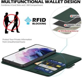 img 2 attached to 👜 Premium Genuine Leather Wallet Case with RFID Blocking for Galaxy S21 Ultra 5G - Midnight Green