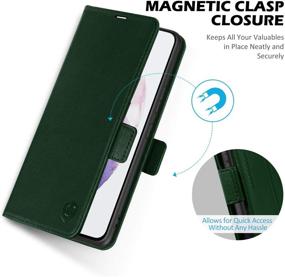 img 1 attached to 👜 Premium Genuine Leather Wallet Case with RFID Blocking for Galaxy S21 Ultra 5G - Midnight Green