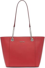 img 4 attached to Calvin Klein Women's Hayden Saffiano Top Zip Chain Tote, East/West Design