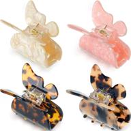 🦋 stylish 4-piece butterfly and tortoise claw hair clips: leopard print hair accessories for women and girls logo