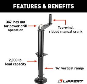 img 2 attached to 🔌 Black Lippert 733926 Quick Drop Tongue Jack for A-Frame Travel, Cargo, and Utility Trailers or 5th Wheel RVs with 2000lb Weight Capacity